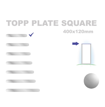Topp Plate Square 120x400mm. Alu 3mm, silveranodiserad