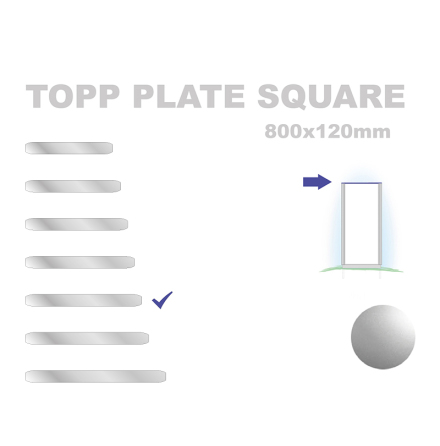 Topp Plate Square 120x800mm. Alu 3mm, silveranodiserad
