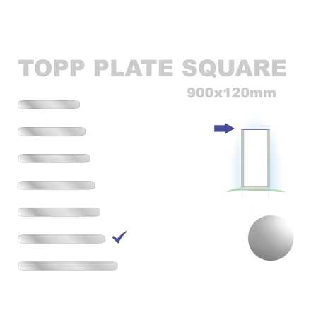 Topp Plate Square 120x900mm. Alu 3mm, silveranodiserad