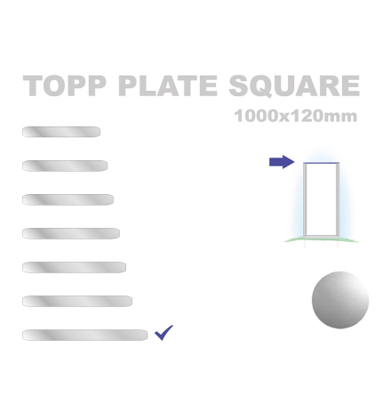 Topp Plate Square 120x1000mm. Alu 3mm, silveranodiserad