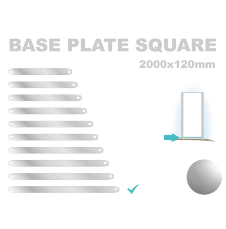 Base Plate Square, 120x2000mm. Alu 3mm, silveranodiserad 
