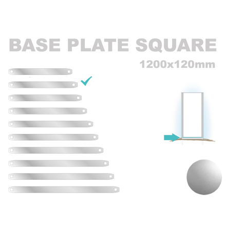 Base Plate Square, 120x1200mm. Alu 3mm, silveranodiserad 