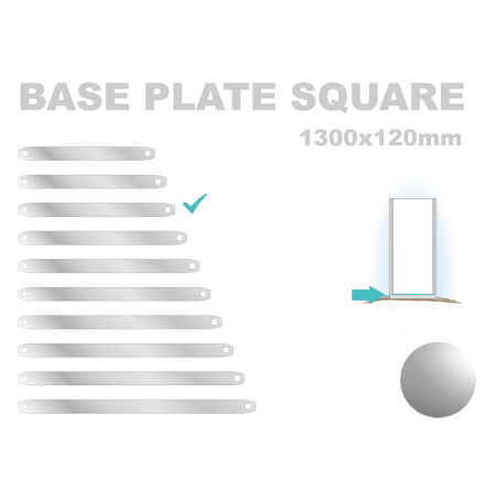 Base Plate Square, 120x1300mm. Alu 3mm, silveranodiserad 