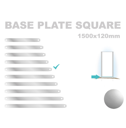 Base Plate Square, 120x1500mm. Alu 3mm, silveranodiserad 