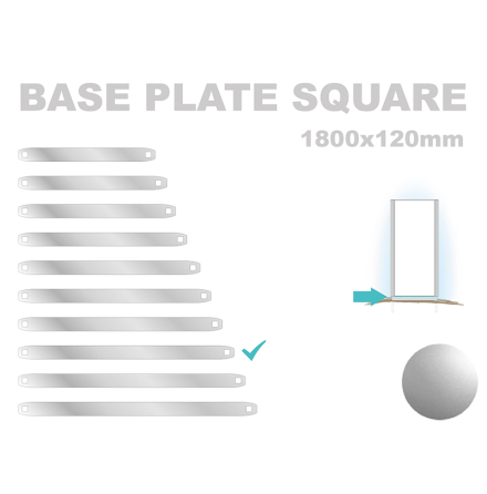 Base Plate Square, 120x1800mm. Alu 3mm, silveranodiserad 