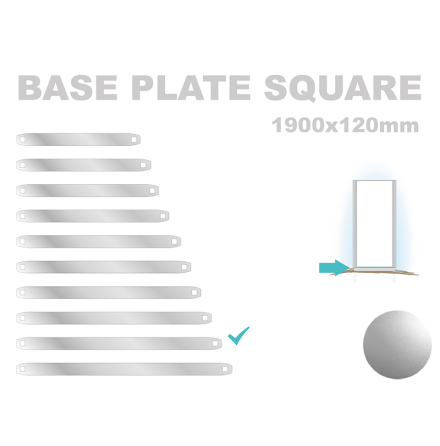 Base Plate Square, 120x1900mm. Alu 3mm, silveranodiserad 