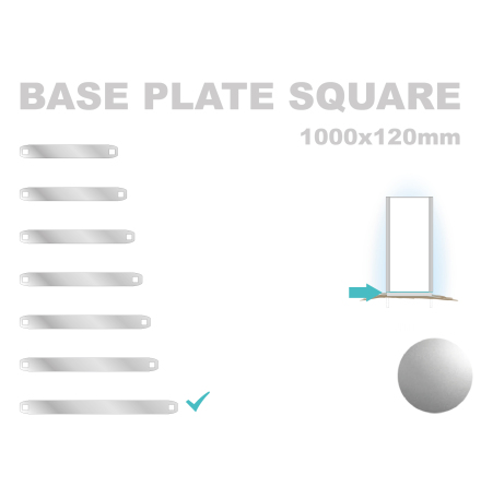 Base Plate Square, 120x1000mm. Alu 3mm, silveranodiserad 