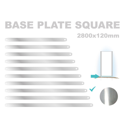 Base Plate Square, 120x2800mm. Alu 3mm, mill finish 