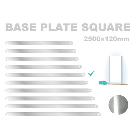 Base Plate Square, 120x2500mm. Alu 3mm, mill finish 