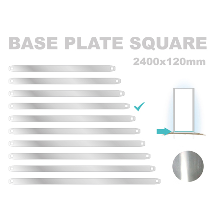 Base Plate Square, 120x2400mm. Alu 3mm, mill finish 