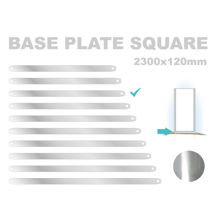 Base Plate Square, 120x2300mm. Alu 3mm, mill finish 