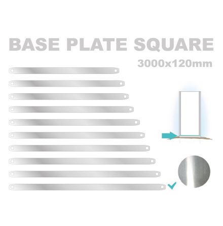 Base Plate Square, 120x3000mm. Alu 3mm, mill finish 