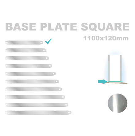 Base Plate Square, 120x1100mm. Alu 3mm, mill finish 
