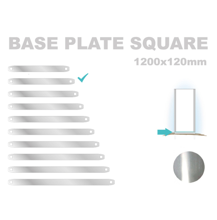 Base Plate Square, 120x1200mm. Alu 3mm, mill finish 
