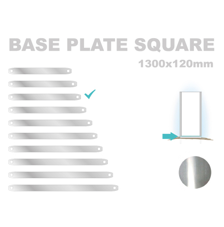 Base Plate Square, 120x1300mm. Alu 3mm, mill finish 