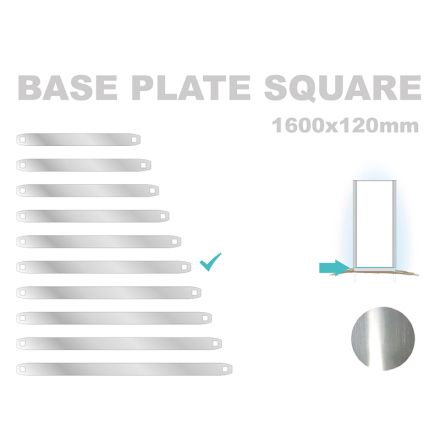 Base Plate Square, 120x1600mm. Alu 3mm, mill finish 