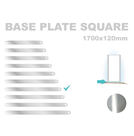 Base Plate Square, 120x1700mm. Alu 3mm, mill finish 