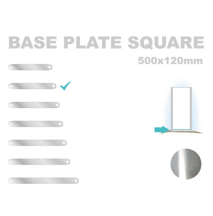 Base Plate Square 120x500mm. Alu 3mm, Mill finish 