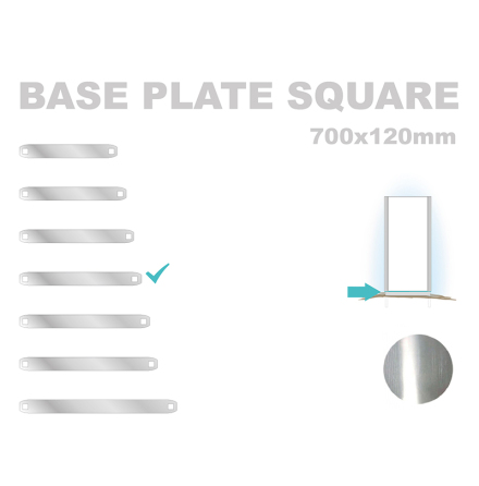 Base Plate Square 120x700mm. Alu 3mm, Mill finish 