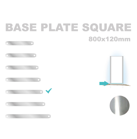 Base Plate Square 120x800mm. Alu 3mm, Mill finish 