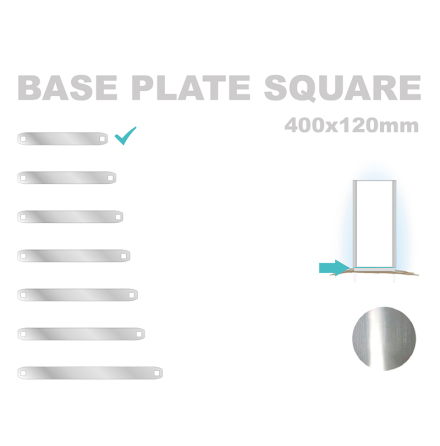 Base Plate Square 120x400mm. Alu 3mm, mill finish
