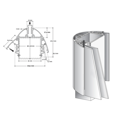 Clic hinge for Pylon 137, aluminum mill finish