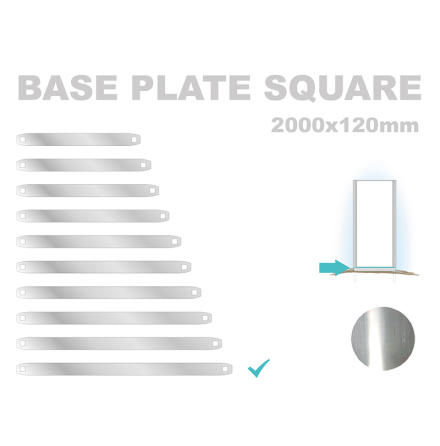 Base Plate Square, 120x2000mm. Alu 3mm, mill finish 