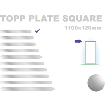 Topp Plate Square 120x1100mm. Alu 3mm, silveranodiserad