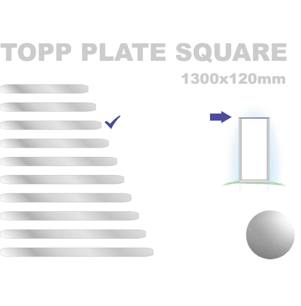 Topp Plate Square 120x1300mm. Alu 3mm, silveranodiserad
