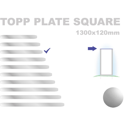 Topp Plate Square 120x1300mm. Alu 3mm, silveranodiserad