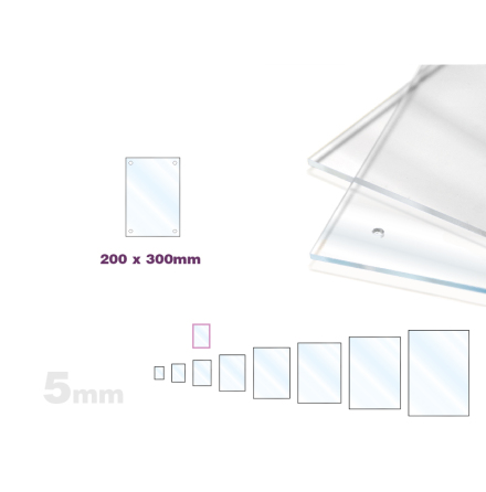 Skyltmne, Akryl Clear 5mm, 200x300mm      