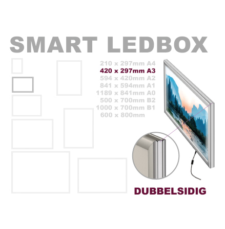 SMART LEDBOX, dubbelsidig. A3, 420 x 297mm