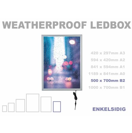 WEATHERPROOF LEDBOX. B2, 500 x 700mm.