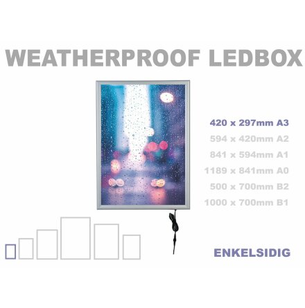 WEATHERPROOF LEDBOX.  A3, 420 x 297mm