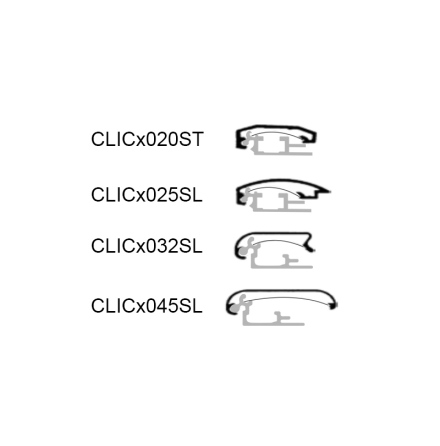 Clic Profile, 20mm standard, toppdel mill finish